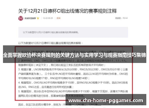 全面掌握欧协杯决赛规则的关键方法与实用学习与观赛指南技巧集锦